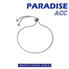 PARADISE 小球 抽拉 細手鍊 316L 鈦鋼 不鏽鋼 不過敏不掉色, 1個, 均碼 (長度可調節)