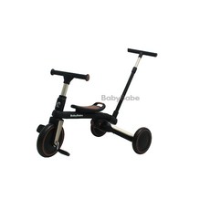 BABY BABE 兜兜樂多功能幼兒三輪車 兒童平衡車 兒童滑步車 附後推把 折疊三輪車, 黑色（月亮金）, 1個