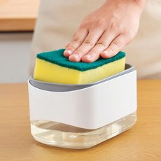 丹丹悅生活 日本熱銷按壓式洗碗精盒 洗碗神器 菜瓜布收納盒 洗碗精罐, White