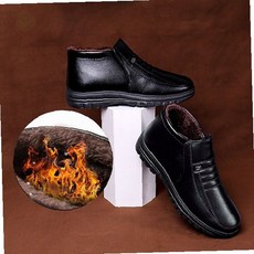 남성 겨울 보온 털안감 로퍼 중장년층 방한 신발 블랙 레이스업 디자인 실내외