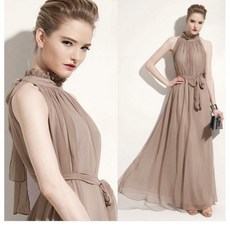 Mingpeng 여성 휴양지 원피스 홀터넥 쉬폰 롱 치마 여름 원피스 여신 바캉스룩