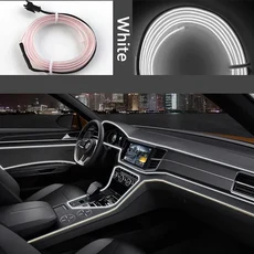 자동차 인테리어 LED 장식 조명 EL 배선 자동차 DIY 유연한 주변 조명 USB 파티 분위기 다이오드 네온 불빛, 01 Wire control Drive, 01 3m console 2 doors, 02 하얀색