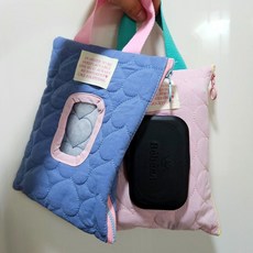 물티슈파우치 휴대용 누빔 물티슈 가방, 핑크, 1개