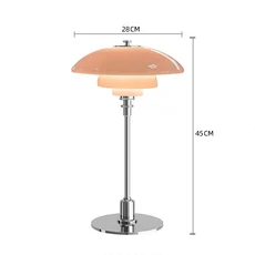 북유럽 모던 유리 LED 책상 램프 미니멀리스트 실버 독서등 공부방 고급 홈 데코, 04 Pink silver-D28cm, 03 UK Plug