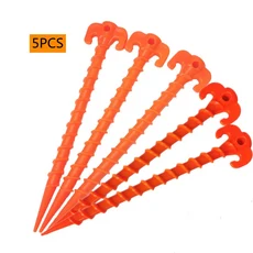 야외 캠핑 여행 텐트 네일 그라운드 네일 말뚝 플라스틱 모래 말뚝 여행 해변 텐트 말뚝 P 3 개 5 개, 06 orange5Pcs