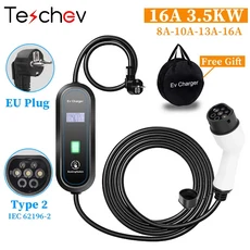 Teschev 휴대용 EV 충전기 Type2 IEC 62196 자동차 3.5KW 1상 고속 Wallbox, 01 CHINA, 01 3.5kW 16A Type 2