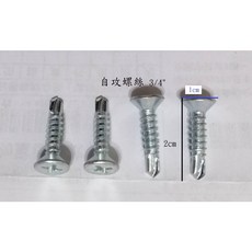 十字自攻螺絲 3/4吋 窗簾鋁框軌道專用, 1 cm