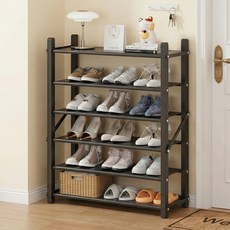 Polyidea 튼튼한 철제 신발장 정리대 현관 슈즈랙 틈새 수납 선반 조립식, 블랙 61, 6단