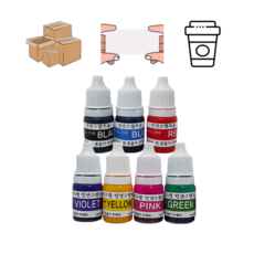 만년스탬프용 리필잉크 칭찬도장 만년인 5ml 검정 빨강 파랑 초록 핑크 노랑 오렌지 보라