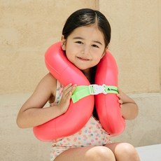 스윔어바웃 아동용 베이직 넥 튜브 구명조끼 부력보조복 어린이 물놀이, 50kg 핑크(CN50_07), 1개