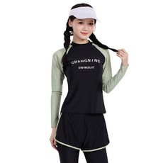 삐삐네옷가게 여아 스포티 썬가드 긴팔 반바지 세트 래쉬가드