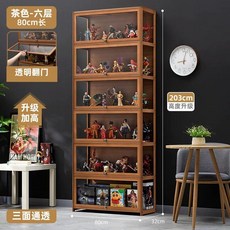 장식장 수납장 투명 유리문 진열장 소품 레고장 피규어장 01. 아크릴 1단 60cm, P. 2m 높이 찻색 6단 80cm