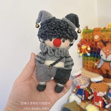 DIY 광대 인형 키트 털실 코바늘 손뜨개 인형 만들기, 할로윈 광대 키트, 재료 도구 설명서 가이드