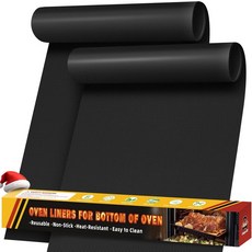 오븐 바닥용 라이너 2팩 17x25 헤비 듀티 논스틱 매트 재사용 가능한 내열 그릴 및 베이킹 BPAPFOA 프리 로스터 전기 토스터 오븐블랙에 맞습니다, 25 Inch 2 Pack, Black