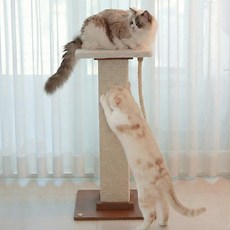아토주 파우제 고양이 기둥 수직 스크래쳐 탑시트 포함, 1개, 플리스 화이트 세트