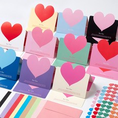 star starred 스티커가 들어 있는 하트(heart) 모양 미니 카드 앤(And) 봉투, 1팩, 10컬러 100개입 1팩, 10컬러 100개입