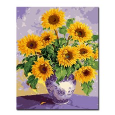 DIY캔버스페인팅 명화그리기 액자 그림 세트 유화 - 정물 40x50, S63_해바라기꽃병, 1개
