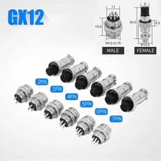 항공 플러그 암 수 소켓 커넥터 5 10 100 세트 GX16 2P 핀 3 4 6 7 8 9 12mm 16mm 20mm, GX12, 10 Sets Male Female, 12P