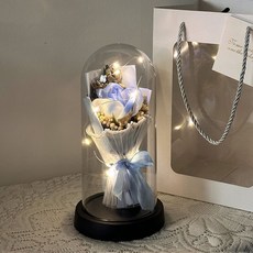 仿真花輕奢永生花束仿生花禮盒生日禮物, 碎冰藍 送手提袋
