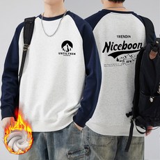 스타일아유 트렌디한 앞뒷프린트 레터링 배색 라글란 맨투맨 기본/기모 남성용 오버핏 면 티셔츠 TS3121-3122