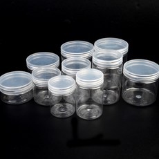 힘찬쇼핑_ 원통모양 슬라임 소분 잡곡 양념 시리얼 쿠키 견과류 플라스틱 통 원형 보관용기 도어포켓 공병, 1개, 투명색상