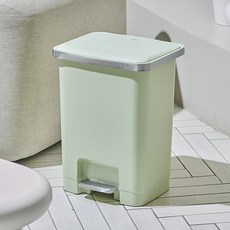 EKO 심플큐빅 25L 페달휴지통 무소음 종량제냄새차단기저귀 쓰레기휴지통, 바닐라, 바닐라