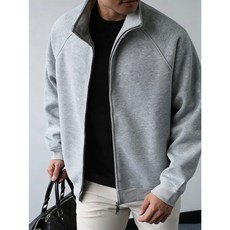 ANYOU 남성 베이직 오버핏 맨투맨 무지 긴팔 집업 맨투맨