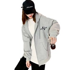 스투시기어 남녀공용 봄 가을 오버핏 데일리 후드집업