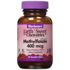 Bluebonnet Earth Sweet Metipolate 400mcg 天然覆盆子咀嚼片, 90 件