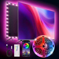 TK99SW LED TV 조명 45-75인치 TV용 16.4피트 스마트 RGB 스트립 음악 동기화 블루투스 앱 및 리모컨 게임 침실 PC 홈 시어터용 USB 전원, 13.2ft