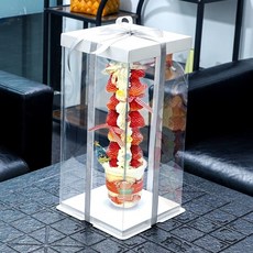 투명케이크상자 50개세트 포장박스 용기 디저트 케익, B. 흰색 뚜껑과 흰색 바닥이 있는 투명 상자, J. 10 인치 단일 층 길이 30너비 30높