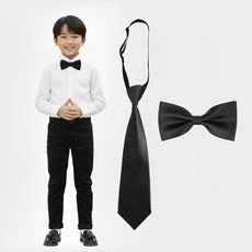 네이비 유아동 타이 2P 남아 나비넥타이 일자넥타이 곤색 2개 1세트