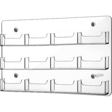 12012340 명함 케이스 꽂이 거치대 Sefoemut 아크릴 수납 선반 벽걸이형 프리드릴 전시 멀티 카드 정리용 투명 대용량 사용 간편 사무실·가정용 색상 12칸