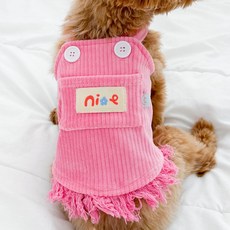 로로펫 반려동물 골덴멜빵원피스, 핑크, 1개