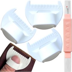 Edge Stitch Lock & 재봉 게이지 세트 4개입 - 퀼팅 밑단 바늘 솔 가이드 자 직선용 측정 도구 4mm3mm 화이트 시접 제거기