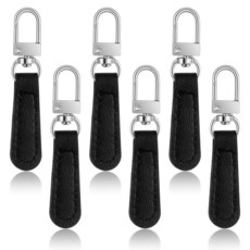 Sibba 지퍼 풀 교체 6피스 가죽 손잡이 탈착식 수리 탭 블랙 범용 수하물 백팩 여행 가방 재킷 지갑 핸드백, Sibba 지퍼 풀 교체 6피스 가죽 손잡이 탈착식 수