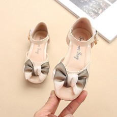 DFMEI 女童涼鞋新款夏季魔術貼公主鞋兒童蝴蝶結涼鞋兒童沙灘鞋