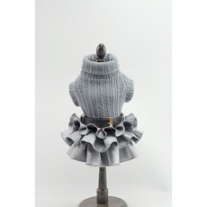 【格森】芭菲寵家 貓狗裙子禮服 狗衣服毛衣秋冬寵物用品套裝, BF2199灰色,S, 1個