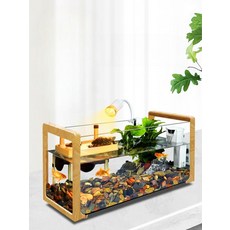 반수생 수조 거북이어항 대형 생태 아크릴 거북이 수조 혼합용 수조 설계 전용, 작은 나무무늬 탱크 40x21x24cm, 1개, 10L