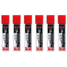 ROtRING 링 반지 0.7mm 2B 슈퍼 폴리머 스트롱 다크 펜슬 리필심 샤프 펜슬용 - 총 144개의 심 튜브 6개 팩 192777, ROtRING 링 반지 0.7mm 2B 슈퍼 폴리머 스
