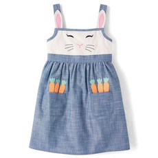 Gymboree 여아 및 유아 자수 민소매 스커톨 점퍼 부활절 토끼 116994