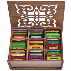 twinings 트와이닝 트윙스 대나무 정리함이 있는 티백 샘플러 버라이어티 60개 40가지 맛 차 애호가를 위한 선물 여성 남성 엄마 아빠 가족 친구 커플 166