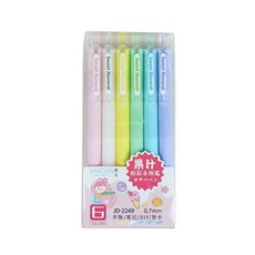 JS購物 果凍 DIY手賬筆 可愛創意繪畫筆 彩色記號筆 塗鴉 日記, 1套, 果凍色多彩筆【6入 / 組】, 1組