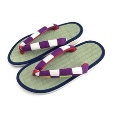 [죽춘] 눈다래질 여성 골풀 일본제 짚신 원형 다다미 눈덮개 M 22.5~23.5cm 컬러풀 시송/보라 9