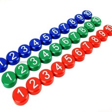 늘여섯 숫자 자석 1 부터 10 단추자석, 빨강