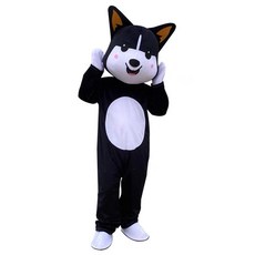 柯基狗卡通人偶服裝狗狗玩偶服人穿公仔服套裝行走道具服頭套定製，適用於萬聖節、婚禮活動及開幕典禮, 黑色, 1個