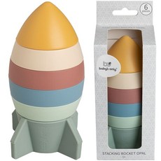 안전한 실리콘 쌓기놀이 문제해결 소근육 발달 모래놀이 물놀이 장난감 Baby's Only Stacking Rocket Opal Tower Earth Mix 6to18 months, 로켓, 1개