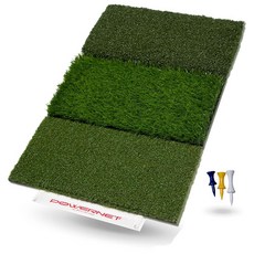 PowerNet Tri Turf 골프 히팅 매트 인조 잔디 연습 63.5 x 40.6cm 25 16인치 타격 공간 액세서리 스윙 향상 훈련 보조 도구 193278, PowerNet Tri-Turf 골프 히팅 매트 인조