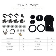 로봇 팔 Arduino STM32/51 마이크로 컨트롤러 키트, Arduino마이크로컨트롤러, 부품(자체 조립), H. 로봇팔구조브래킷만(서보/제어시스템제외)