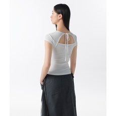 매장정품 무신사스탠다드우먼 MUSINSA STANDARD WOMAN 우먼즈 텐셀 슬림 타이 백 캡 슬리브 티셔츠 [화이트] MWETS4Z08-WH 541748